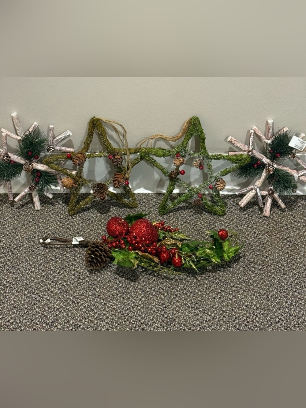 Pier 1 Rustic Twig Star & Snowflake Ornaments Michaels Fruit Pick Set of 5